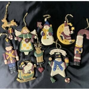 IWGAC Wooden Christmas Ornament 9 pcs Loose Without Box - Incomplete Set
